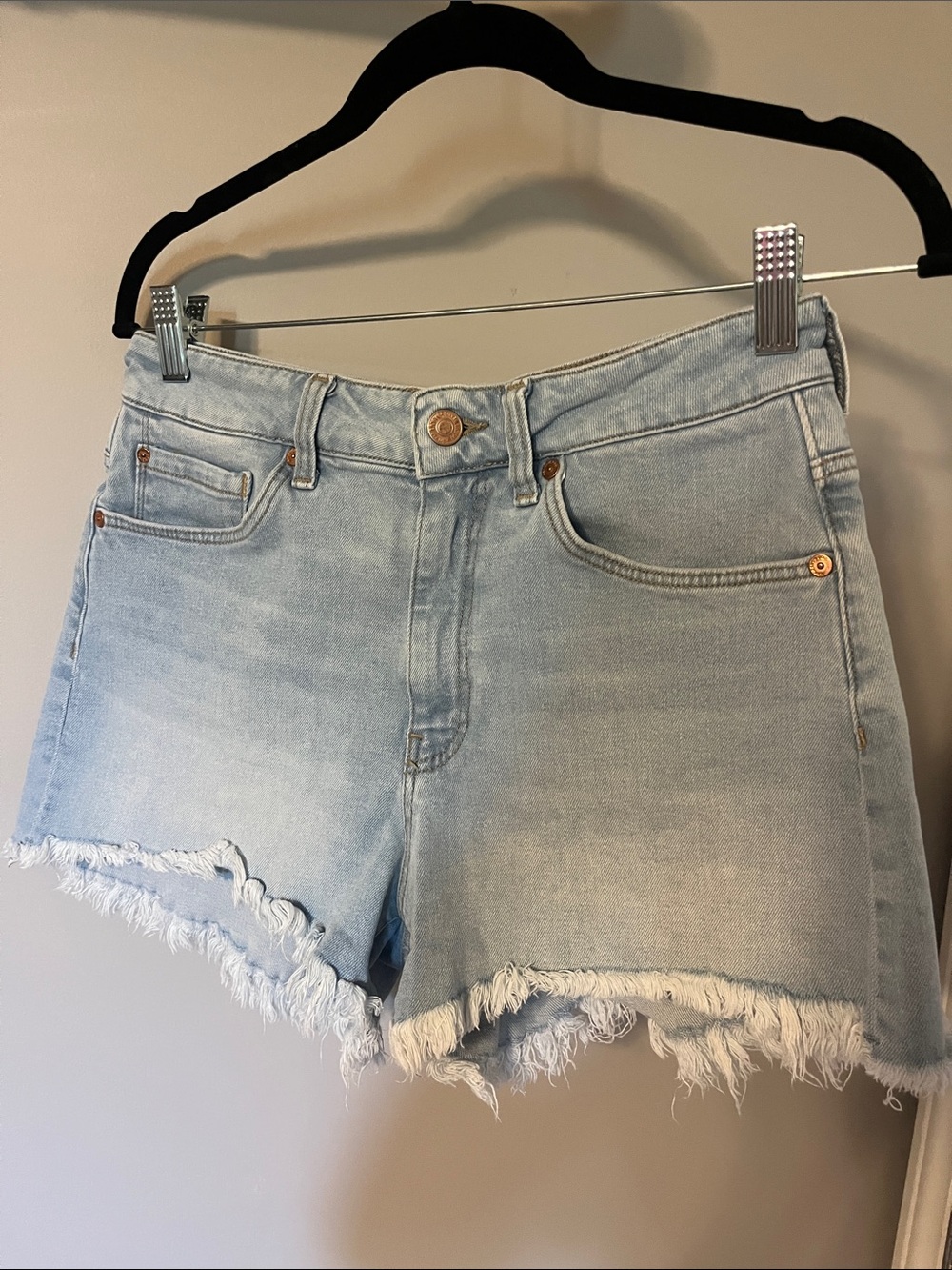 Mavi Rosie Light Wash Denim Frayed Hem Women's Shorts